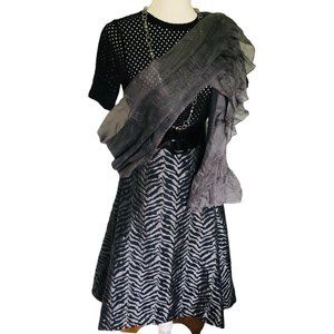 MOSSAIC Gunmetal Midi Skirt with Embossed Animal Pattern Size 10